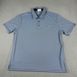 Greg Norman Polo Shirt Mens 2XL Blue Striped Shark Golf Casual Short Sleeve *